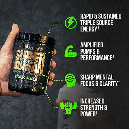 ALPHA LION Superhuman Pre Workout Powder & Post Workout Recovery Bundle, Sustained Energy & Focus + Lean Muscle Growth, Strength & Volume (Hulk Juice & Gainy Smith Apple)