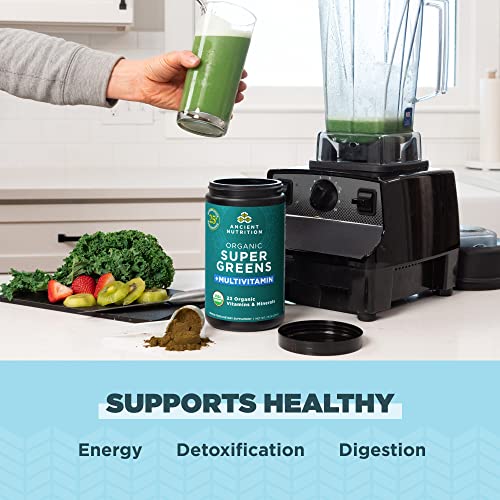 Ancient Nutrition Organic SuperGreens and Multivitamin Powder with Probiotics