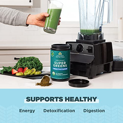 Ancient Nutrition Organic SuperGreens and Multivitamin Powder with Probiotics