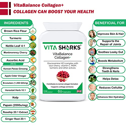 VitaBalance Collagen+ 60 Capsules for Skin, Hair, Nails, Joints & Connective Tissue