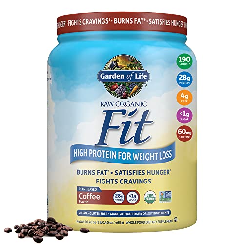 Garden of Life Raw Organic Fit Vegan Protein Powder Coffee, 28g Plant Based Protein 