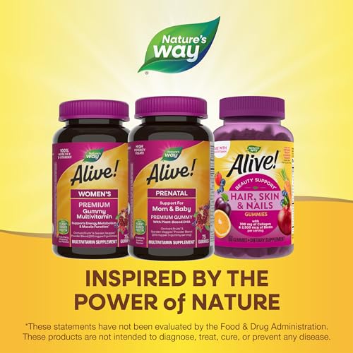 Nature's Way Alive! Complete Premium Prenatal Gummy Multivitamin, High Potency Folate