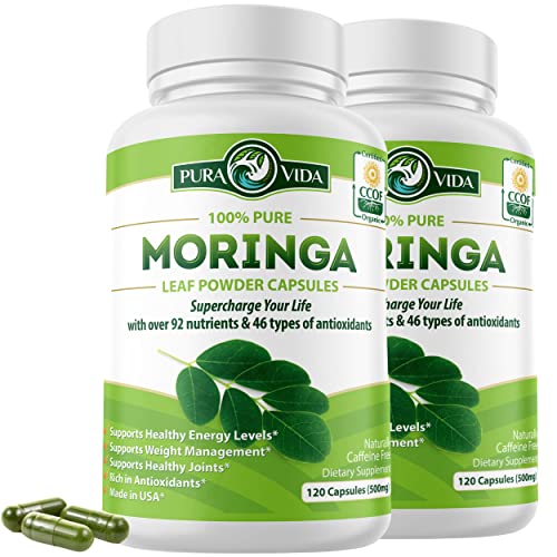 PURA VIDA MORINGA Moringa Capsules Single Origin Organic Moringa Powder. Moringa