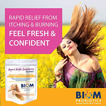 Biom Probiotics Prebiotics Boric acid Suppositories . Feminine Health Probiotic for Infections