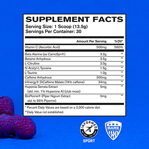 Bare Performance Nutrition, BPN Flight Pre Workout, Blue Raspberry, 30 Servings