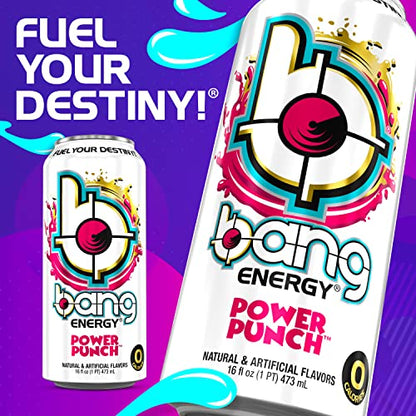 Bang Energy Power Punch, Sugar-Free Energy Drink, 16-Ounce (Pack of 12)