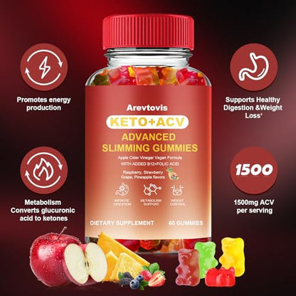 Arevtovis Apple Cider Vinegar Gummies - Boost Energy, Detox & Support Gut Health ACV