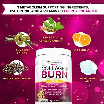 Multi Collagen Burn: Multi-Type Hydrolyzed Protein Peptides with Hyaluronic Acid, Vitamin