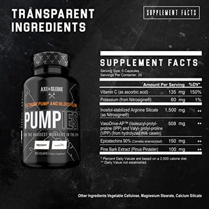 Axe & Sledge Supplements PUMPIES Nitric Oxide Booster with VasoDrive-AP and Nitrosigin