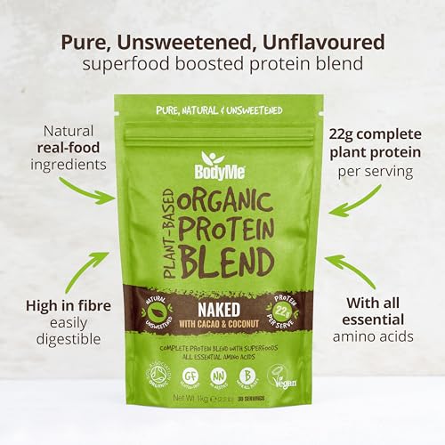 BodyMe Organic Vegan Protein Powder Blend, Cacao Coconut - Unsweetened, Low Carb