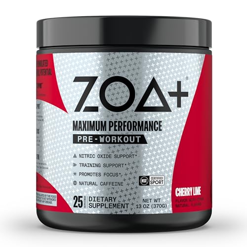 ZOA+ Pre-Workout Powder & Shaker Bottle Bundle, Cherry Limeade