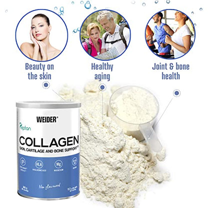 Weider Collagen. With Hyaluronic Acid, Magnesium and Vitamin C. 100% Peptan. Zero fat. Sugar zero. Keto.