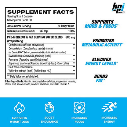 BPI Sports B4 – Extra-Strength Fat Burner – Keto-Friendly – Appetite Suppressant – Caffeine