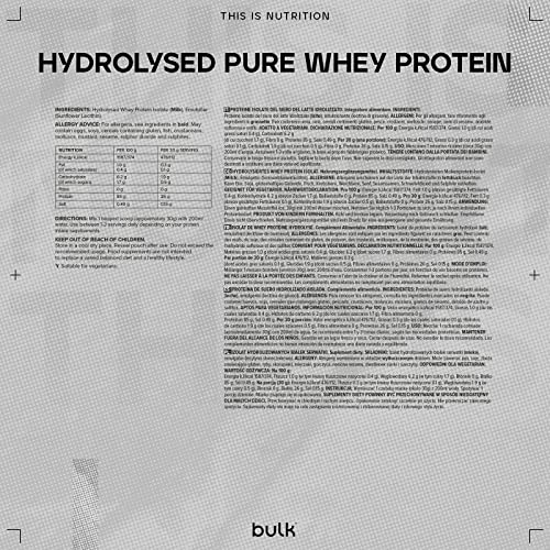 Bulk Hydrolysed Whey Protein Isolate, Protein Shake, Unflavoured, 500 g, Packaging May Vary