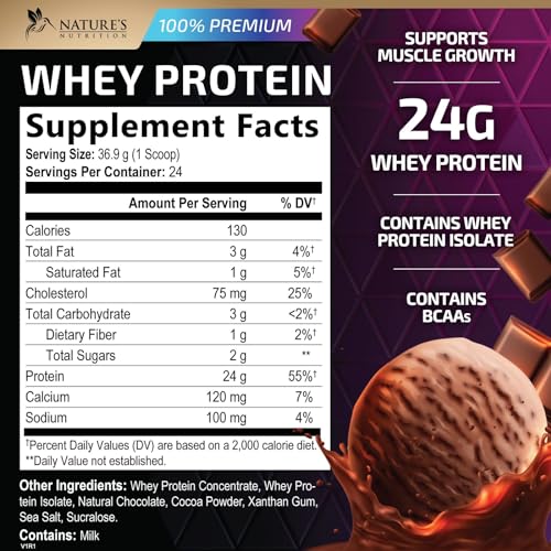 Whey Protein Powder 24g - Chocolate Ice Cream Whey Isolate Protein for Muscle Growth