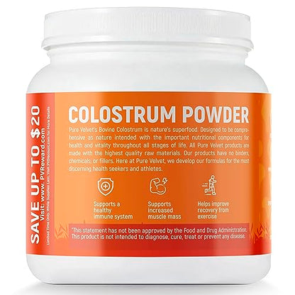 Pure Velvet Colostrum Powder for Gut Health, Bloating, Hair Growth, Immune Support