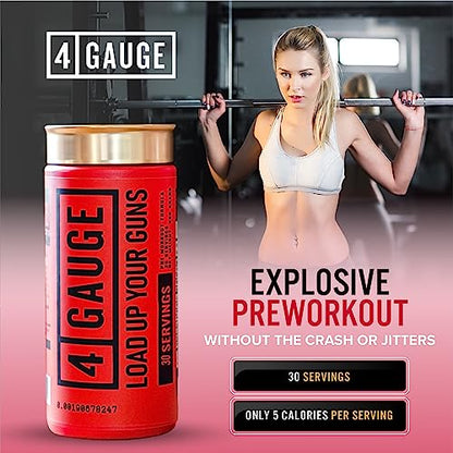 4 Gauge Natural Preworkout Without The Jitters | 30 Servings | Nitric Oxide Booster