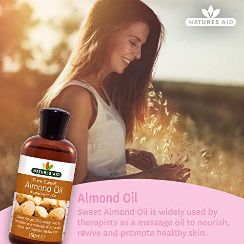 Natures Aid Almond Oil, Pure, Sweet Almond Oil, Massage Oil, Suited to Dry, Sensitive Skin