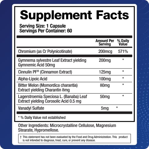 BioMatrix Blood Sugar Support Supplement w/Cinnamon, Gymnema, Lipoic Acid, Vanadyl