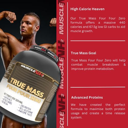 MuscleNh2 True Mass Four Four Zero Mass Gainer Protein Powder, High Calories and Protein