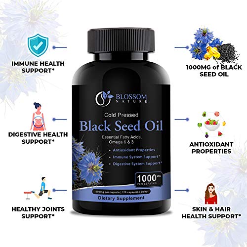 Black Seed Oil Capsules 1000mg - Premium Black Cumin Seed Oil Capsules - Black Seed