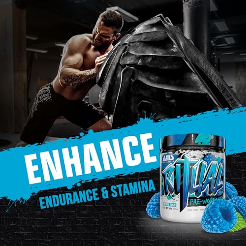 ANS Performance Ritual Pre Workout (30 Servings, 12.7 oz) - Complete Preworkout Formula - Energy, Focus, & Strength - Increase Power Output & Workout Volume - Endurance & Stamina (Blue Raspberry)