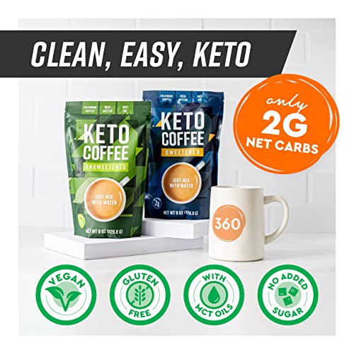 360 Nutrition Instant Keto Coffee with MCT Oil, Coconut Oil, Sweetened, Gluten Free