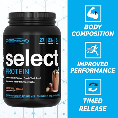 PEScience Select Low Carb Protein Powder, Chocolate Truffle, 27 Serving, Keto Friendly