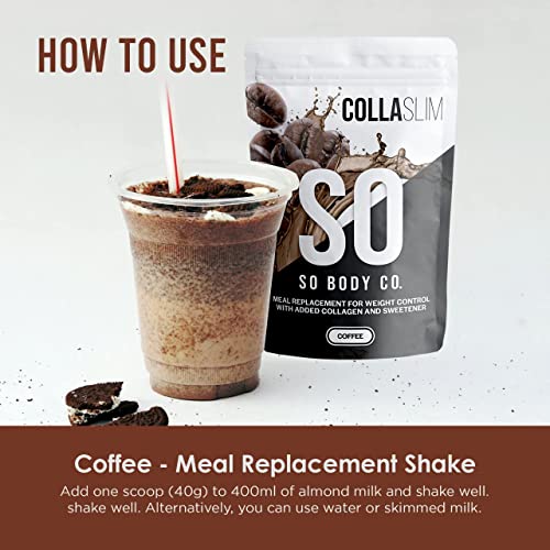 CollaSlim, Meal Replacement Shake with Added Collagen, Vitamins and Minerals, 800g, Balanced Meal Shake, Healthy Shake, Coffee Diet Shake.