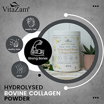 Vitazam Bovine Collagen Peptides - Hydrolyzed Type 1 & 3 Collagen Powder Protein Supplement for Healthy