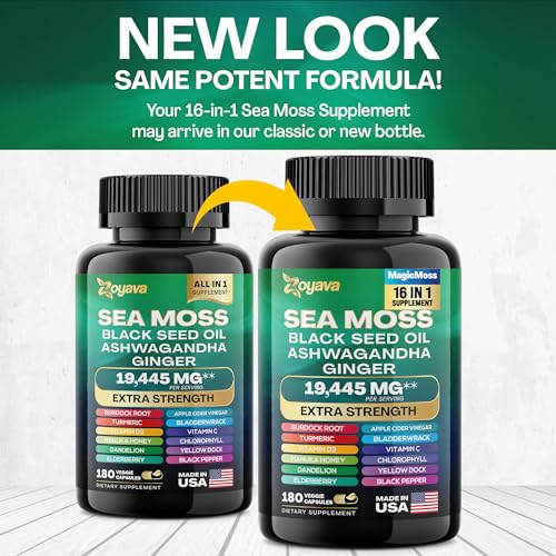 Sea Moss 7000mg Black Seed Oil 4000mg Ashwagandha 2000mg Turmeric 2000mg