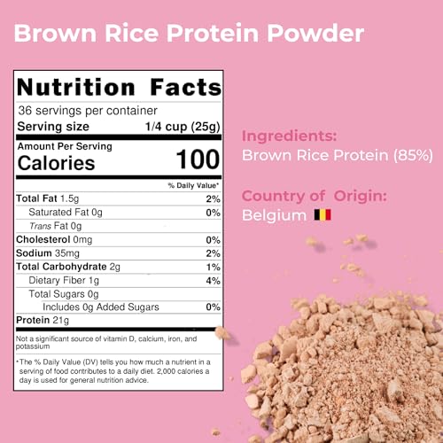 Amrita Brown Rice Protein Powder - Unflavored Vegan Protein Powder - Non-GMO, Gluten