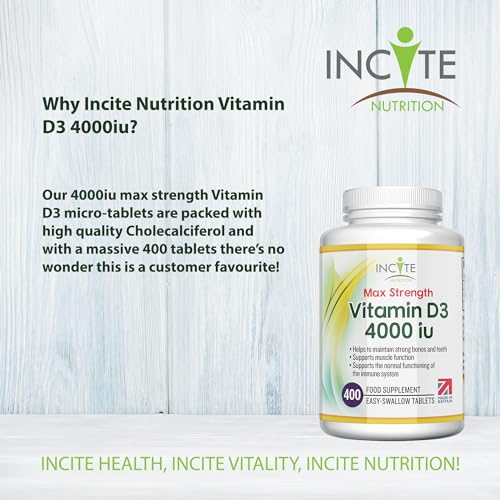 Vitamin D3 4000 iu - Vitamin D Tablets - 1 Year Supply Tablets - Vegetarian - Vitamin D