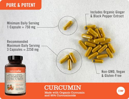 NatureWise Curcumin Turmeric 2250mg 95% Curcuminoids & BioPerine Black Pepper