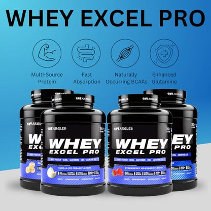 Out Angled Whey Excel Pro Whey Protein Powder Vanilla Flavour, 2kg, 66 Servings, High Protein Powder