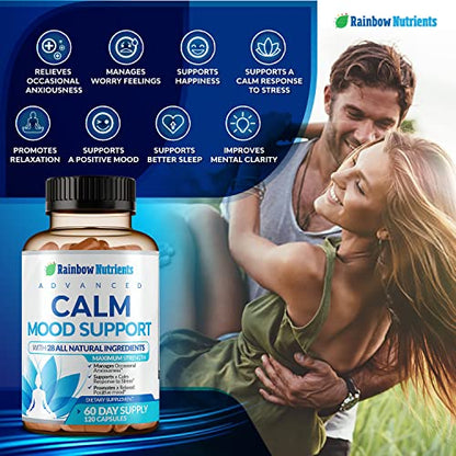 28 in 1 Calm Mood Support Supplement- Natural Happy Pills for Occasional Anxiousness