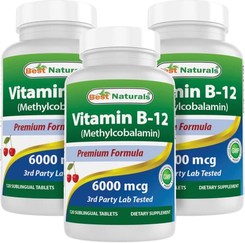 Best Naturals Vitamin B-12 as Methylcobalamin (Methyl B12), 6000 mcg 120 Sublingual 