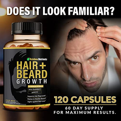 Rainbow Nutrients, LLC Hair + Beard Growth Vitamins for Men | Biotin 10,000mcg