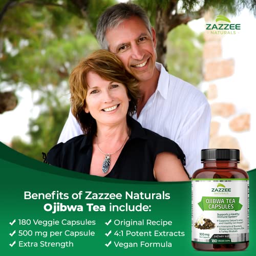 Zazzee Extra Strength Ojibwa Tea 500 mg, 180 Vegan Capsules, Rene Caisse's Original