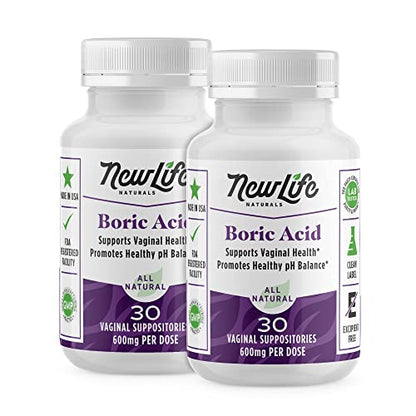 NewLife Naturals Boric Acid Suppositories for Women - 600mg 