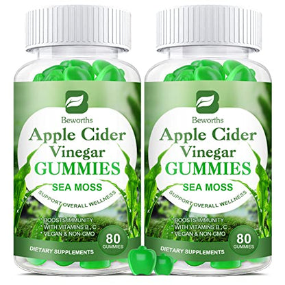 B BEWORTHS Apple Cider Vinegar & Sea Moss Gummies, Organic ACV Gummies