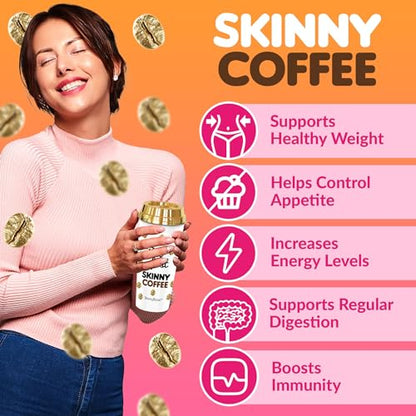 Skinny Boost Skinny Coffee- (Unflavored) Instant Sticks Made with Arabica Coffee, Garcinia