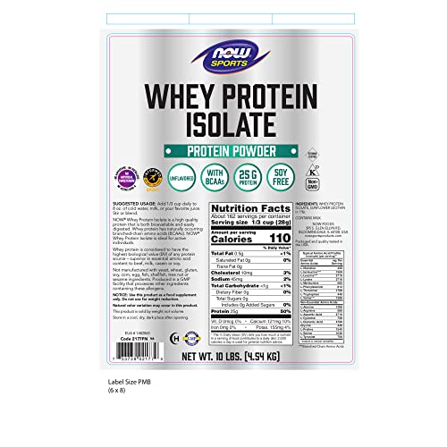 NOW Sports Nutrition, Whey Protein Isolate, 25 g With BCAAs, Unflavored Powder