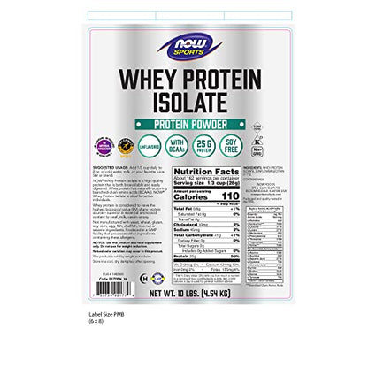 NOW Sports Nutrition, Whey Protein Isolate, 25 g With BCAAs, Unflavored Powder