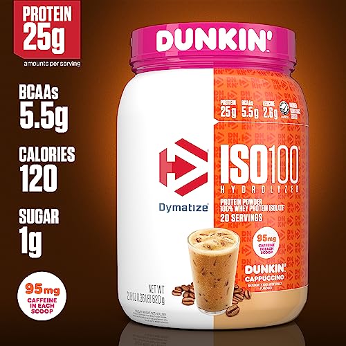 Dymatize ISO100 Hydrolyzed 100% Whey Isolate Protein Powder in Dunkin' Cappuccino