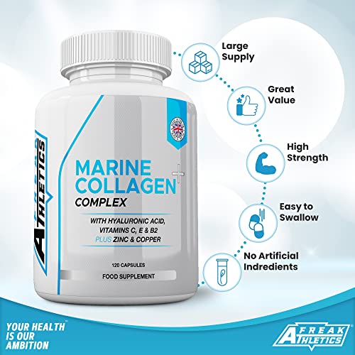 Marine Collagen 1000mg - Type 1 Hydrolysed Collagen - Enhanced with Hyaluronic Acid, Vitamin C