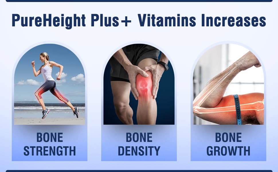 Height Growth Vitamins Grow Taller - Increase Bone Strength Bone Density Bone Growth