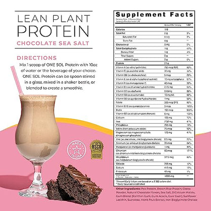 One Sol Lean Plant Protein Powder Chocolate Sea Salt, Low Carb, Gluten Free, Lactose