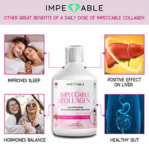 IMPECCABLE Collagen 10.000mg hydrolyzed Sugar Free Liquid Marine Collagen | Supplements for Women and Men