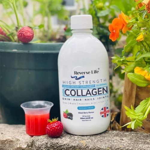 Reverse Life Marine Collagen Liquid Supplement Drink - High-Strength 10,000mg Hydrolysed Peptide Infused